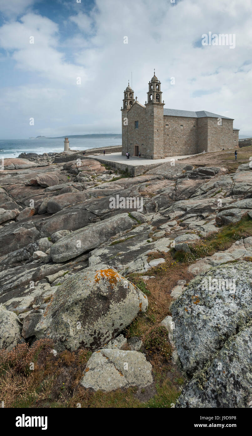 Nosa Senora da Barca (unserer lieben Frau des Bootes) Kirche in Muxia, A Coruna, Galicien, Spanien, Europa Stockfoto