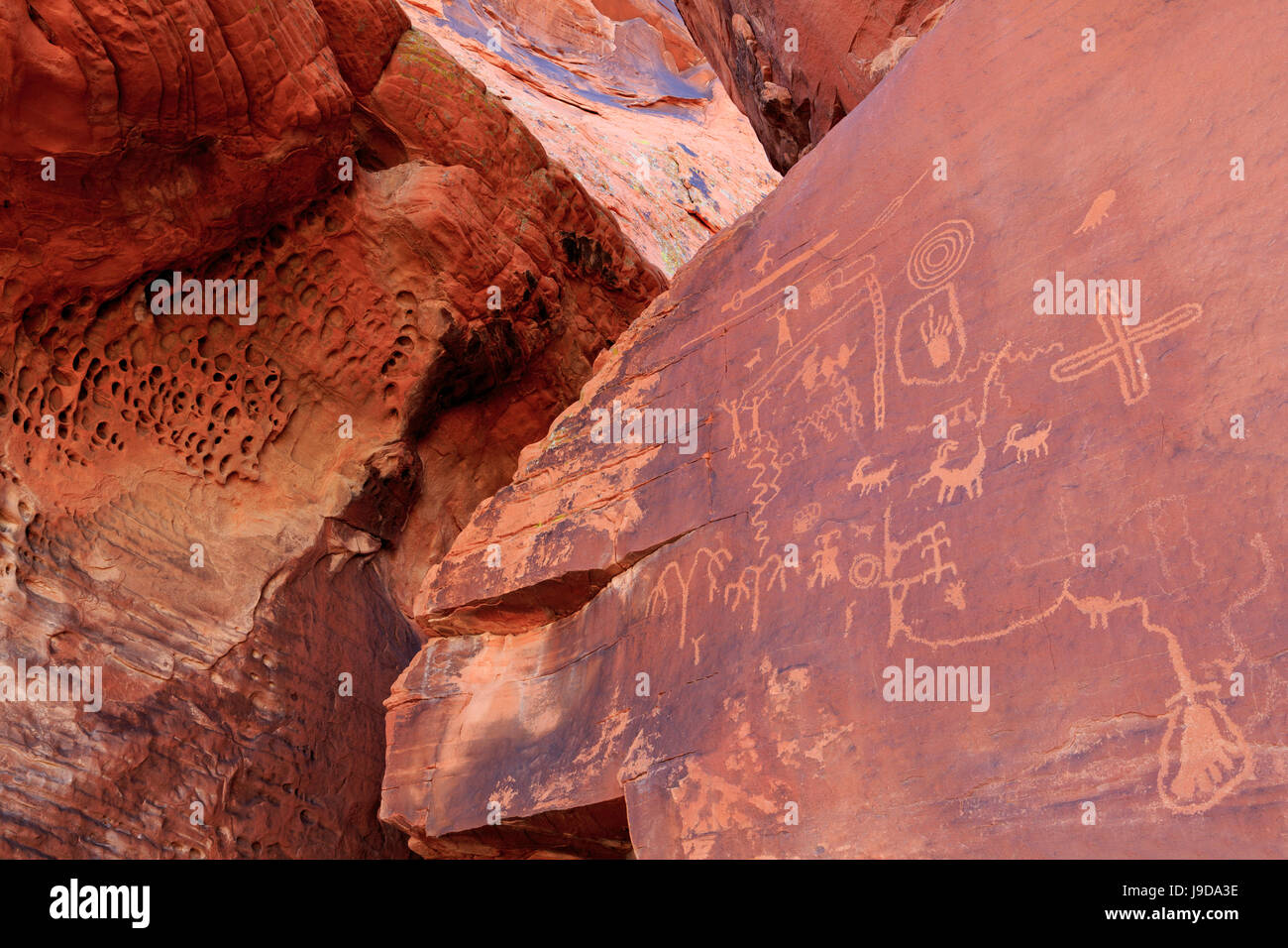 Atlatl Rock, Valley of Fire State Park, Overton, Nevada, USA, Nordamerika Stockfoto