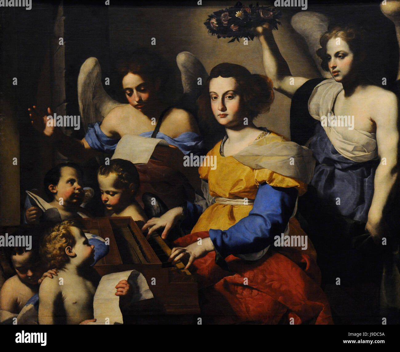 Francesco Guarino (1611-1654). Italienischer Maler. Barocke. Saint Cecilia mit Cimbalom, 1650. Nationales Museum von Capodimonte. Neapel. Italien. Stockfoto