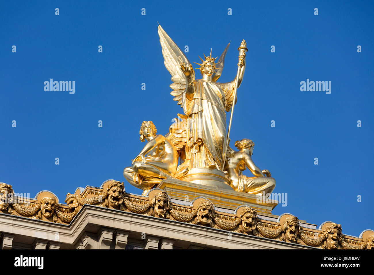 Gumery der Statue von Poesie, Palais Garnier-Oper, Paris, Frankreich Stockfoto