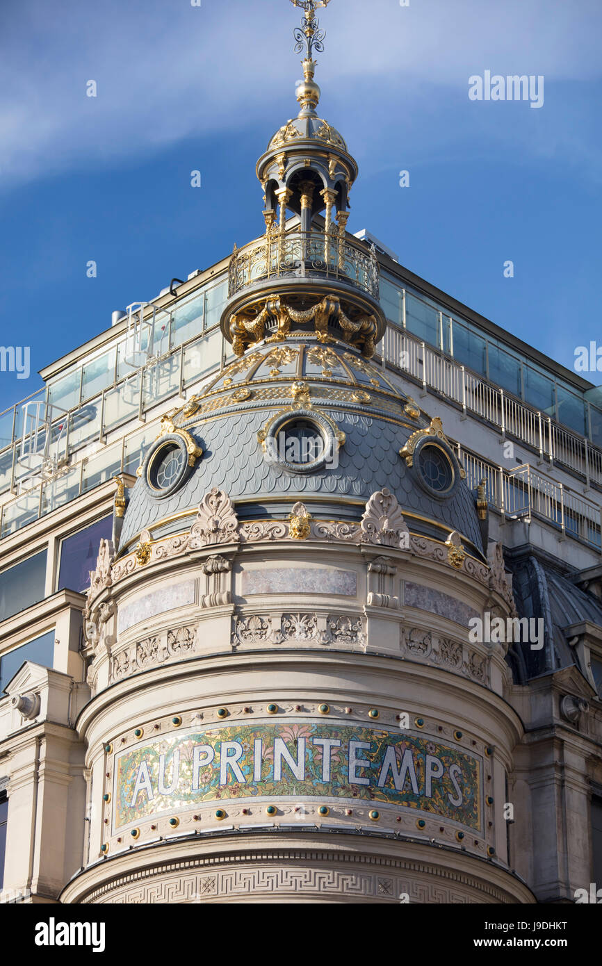 Boulevard Haussmann Printemps Store, Paris, Frankreich Stockfoto