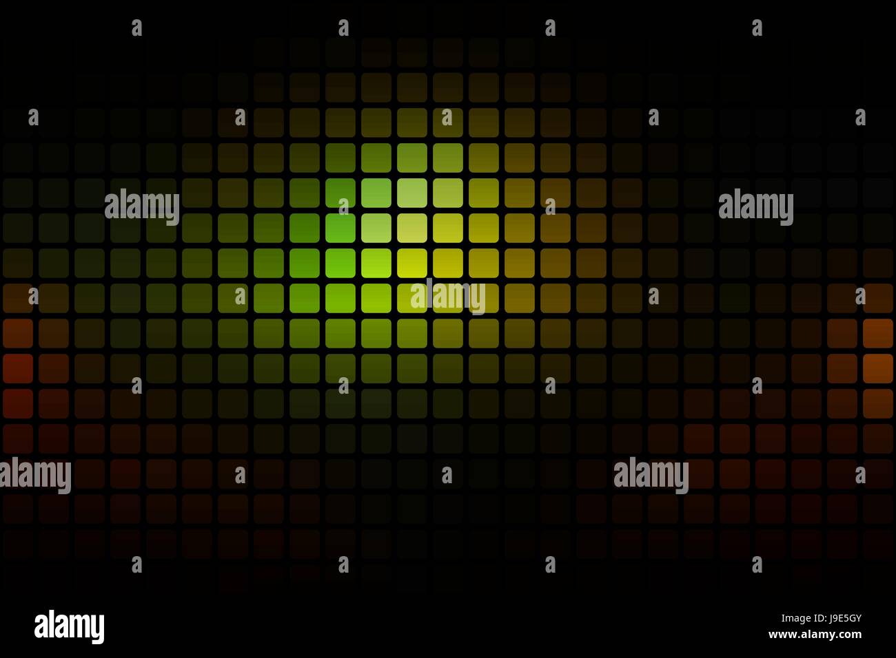 Grün braun gelb schwarz Vektor abstrakte Mosaik Hintergrund mit abgerundeten Ecken quadratischen Fliesen über schwarz Stock Vektor