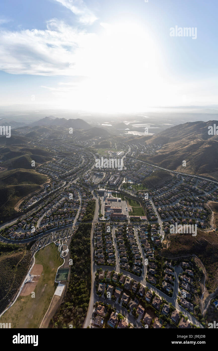 Luftaufnahme von Newbury Park Nachbarschaften in Ventura County, Kalifornien. Stockfoto