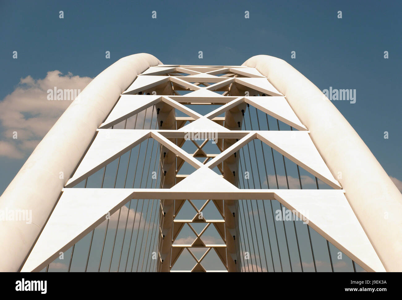 Modern, moderne, Brücke, Bogen, Stahlbau, Fußgänger, urban, Stockfoto