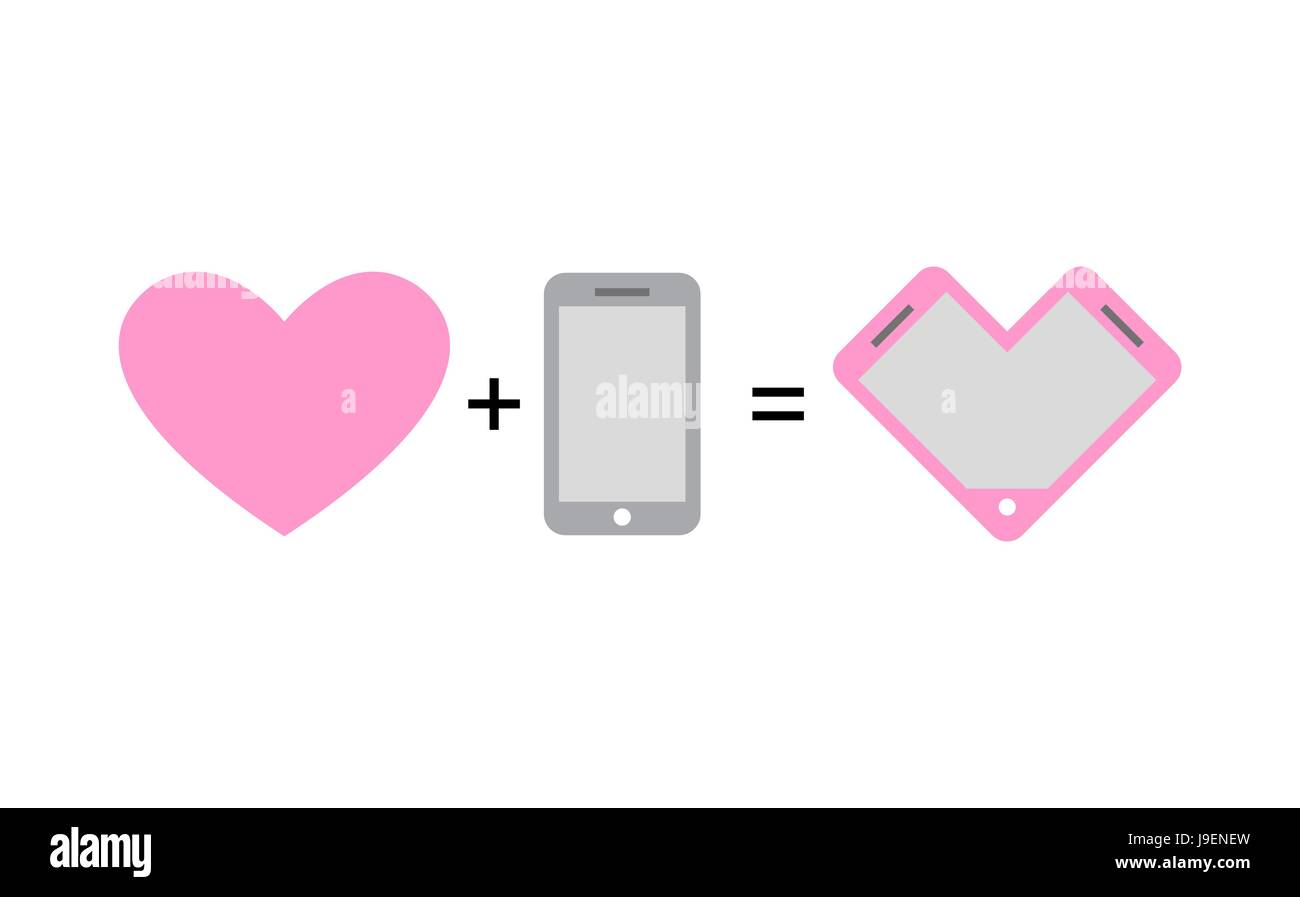 Liebe und Telefon. Fantastisches Konzept Handy-Design für Liebhaber und Romantiker. Vektor-illustration Stock Vektor