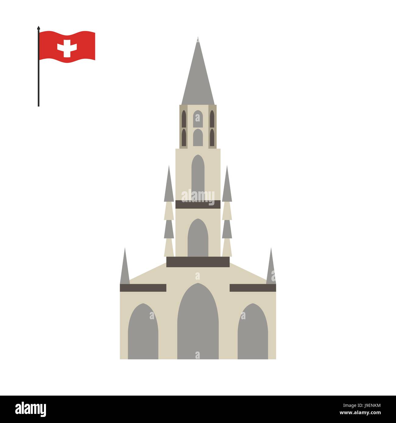Berner Münster. Wahrzeichen der Schweiz. Architektur-Attraktion des Landes. Vektor-illustration Stock Vektor