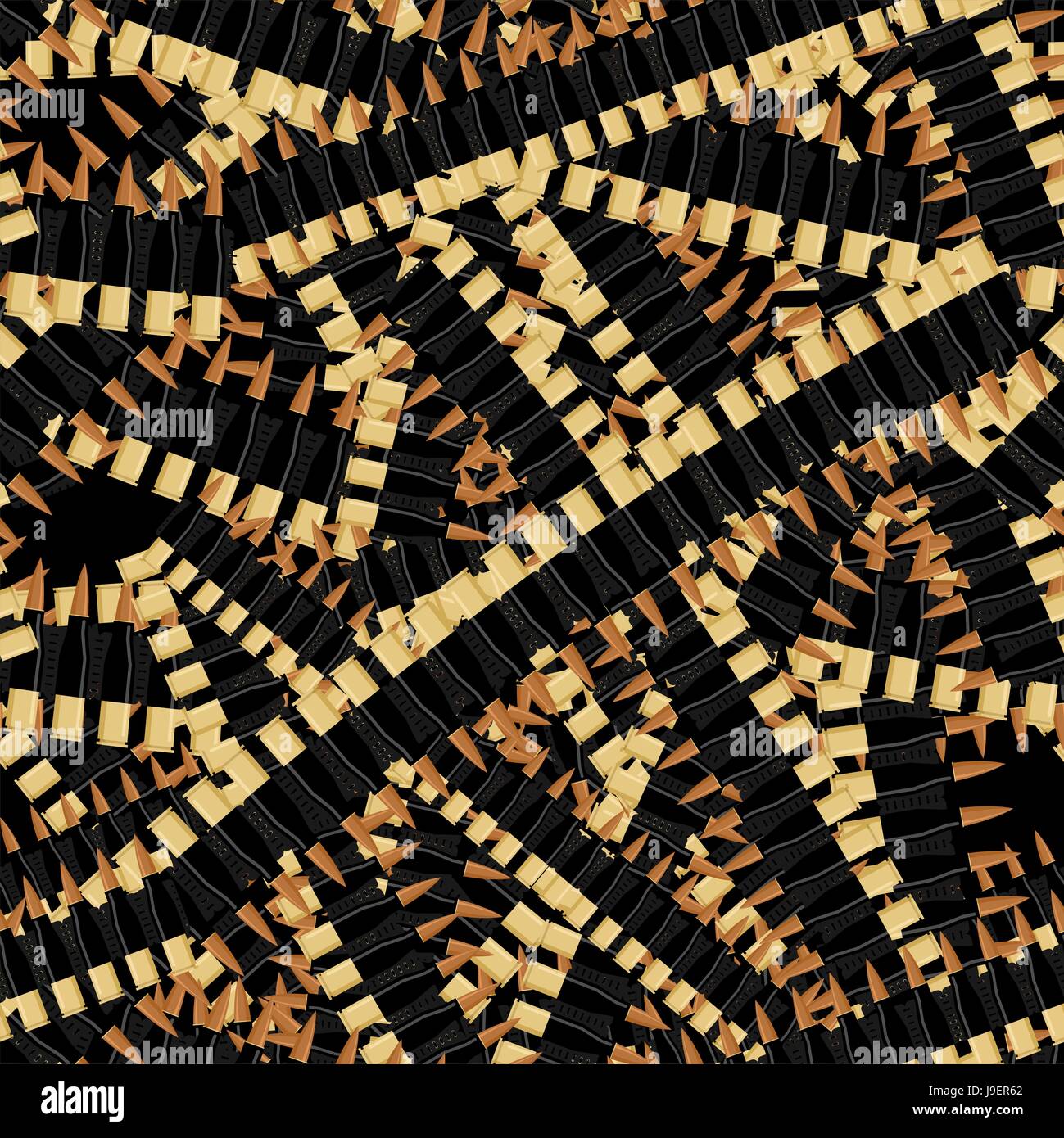 Bandelier Band Kugeln Musterdesign. Militärischen Hintergrund. Kugeln für automatische Textur. Patronengürtel. Zubehör-Soldat. Stock Vektor