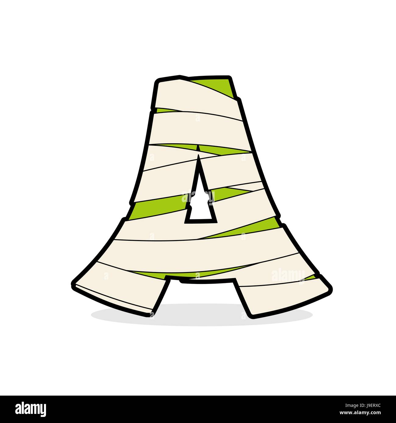 Schreiben Sie eine Mumie. Typografie-Symbol in Bandagen. Ägyptische Zombie Vorlage Elemente Alphabet. ABC-Konzept-Typ als Logo. Stock Vektor