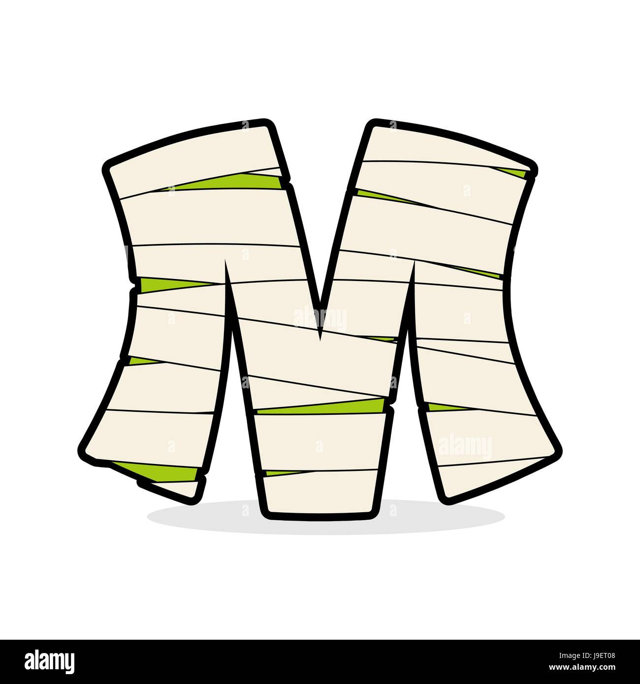 Buchstabe M Mumie. Typografie-Symbol in Bandagen ...