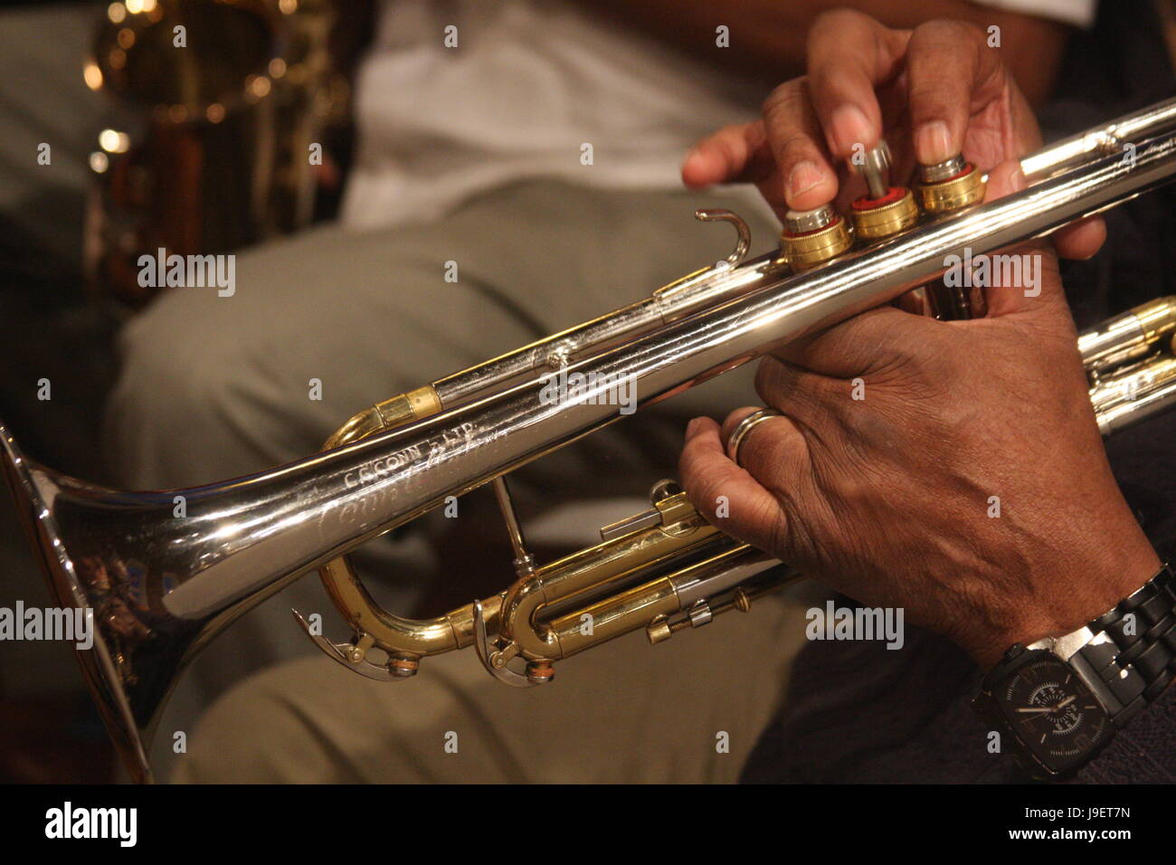 Jazz zu spielen Stockfoto