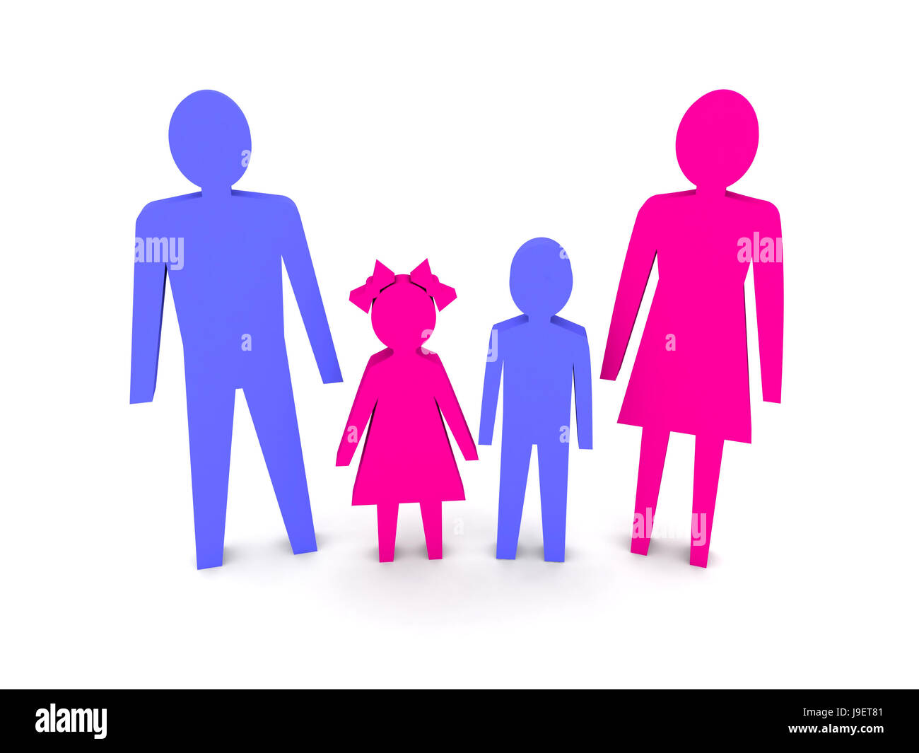 Familie mit Kindern. 3D Illustration Konzept. Stockfoto