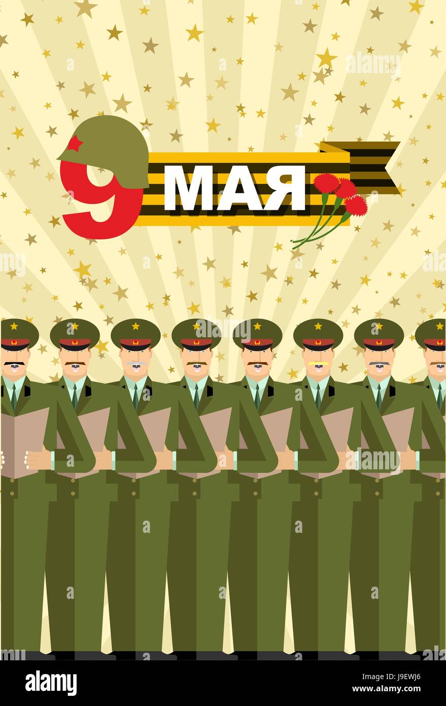 9. Mai. Tag des Sieges. Soldaten-Chor. Übersetzung aus dem russischen: 9 Mai. Tag des Sieges ". Vektor-illustration Stock Vektor