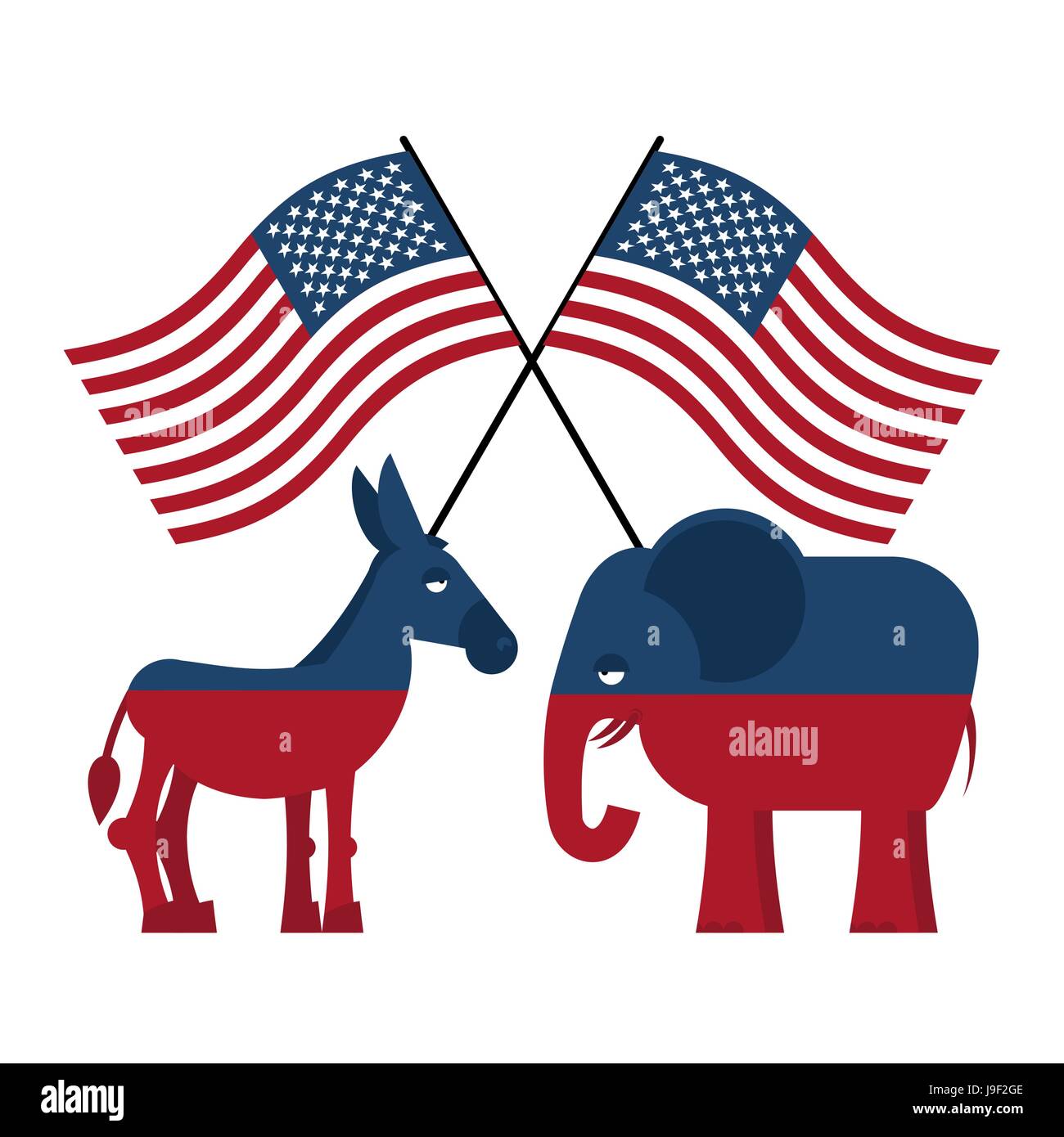 Elefant und Esel. Symbole der Demokraten und Republikaner ...