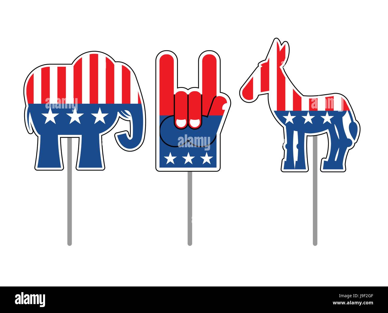 Elefant Und Esel Symbole Der Demokraten Und Republikaner Politische Parteien In Den Usa Foam Finger Fur Wahlen Zeichensatz Fur Wahlen Debatte In Stock Vektorgrafik Alamy
