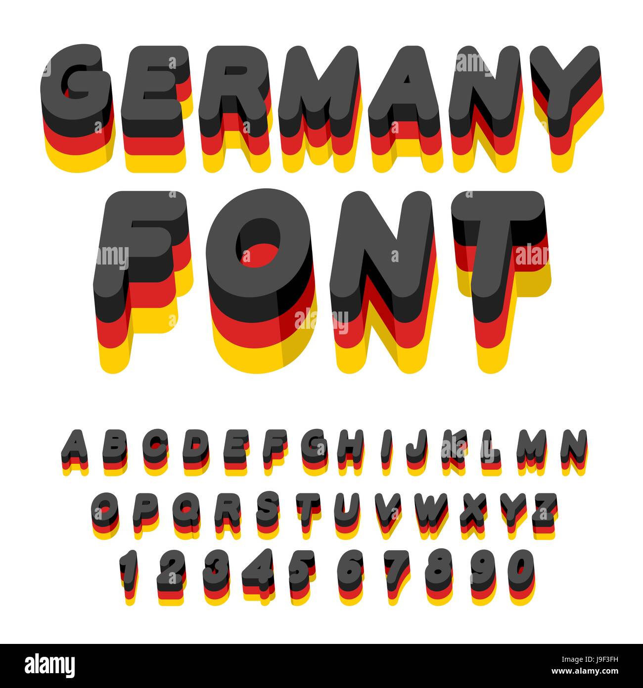 DeutschlandSchriftart. Deutsche Flagge auf Buchstaben. Nationale patriotische Alphabet. 3D DeutschlandSchriftart. Deutsche Flagge auf Buchstaben. Nationale patriotische Alphabet. 3D