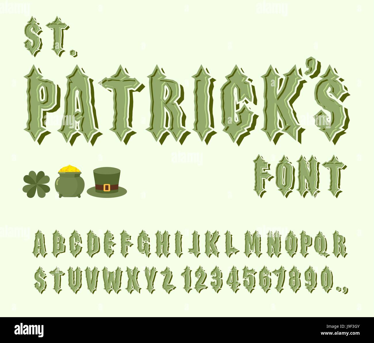 St. Patrick-Schriftart. Satz von Buchstaben und Zahlen für Urlaub in  Irland. Gotische Schrift. Keltische alphabet Stock-Vektorgrafik - Alamy