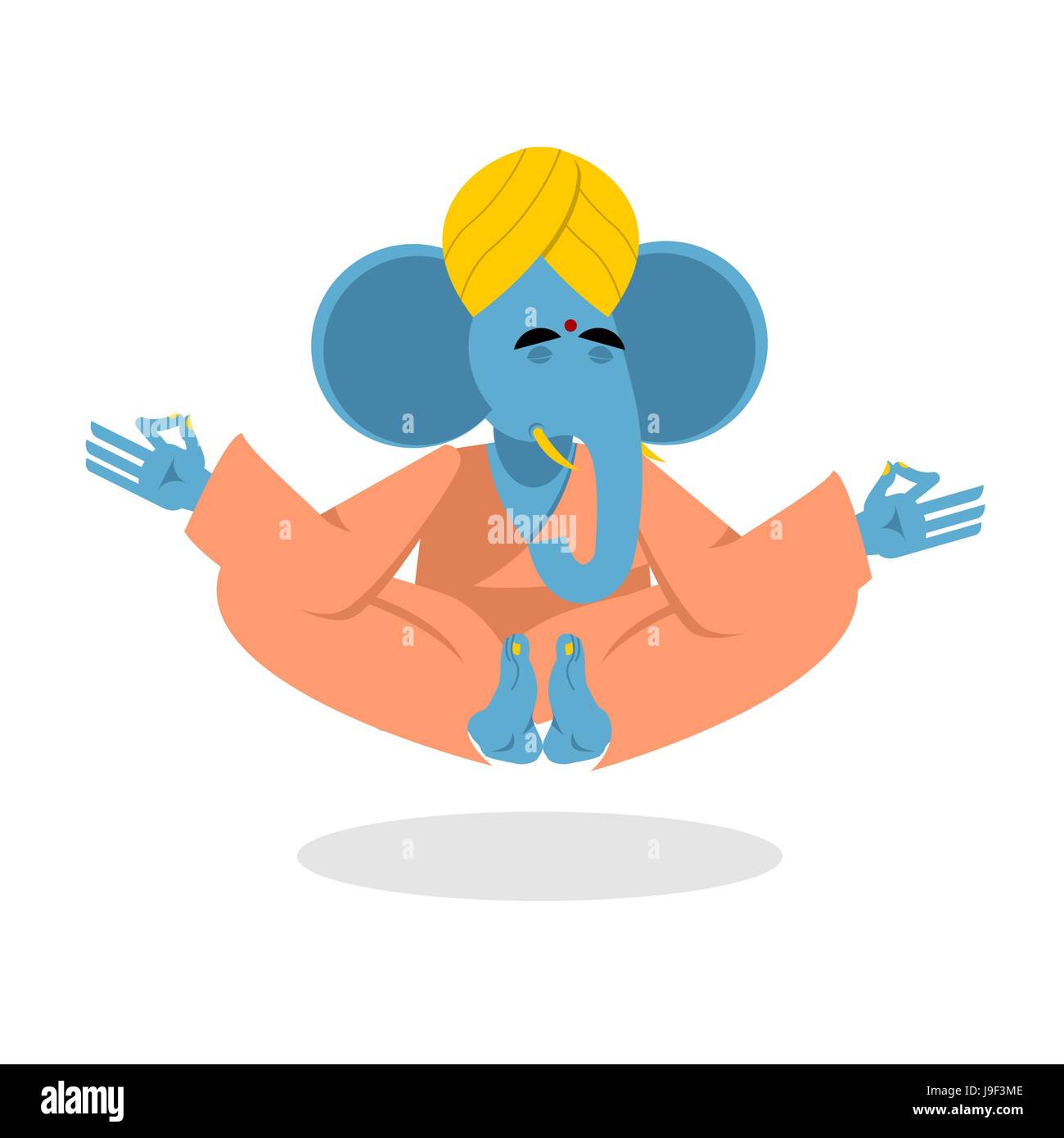 Lord Ganesha. Elefant-Yoga. Blue Elephant beschäftigt sich mit Yoga. Tier erreichte die Erleuchtung im indischen Turban. Elefant auf weißem Hintergrund. Tier-yog Stock Vektor