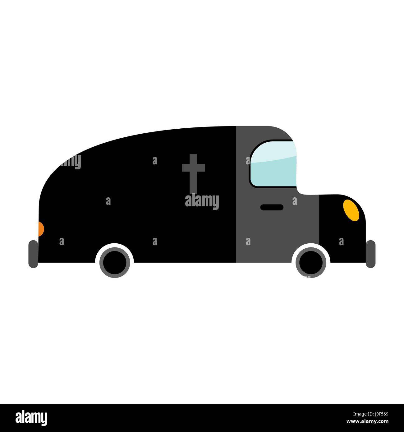 Hearse Leichenwagen isoliert. Transport auf weißem Hintergrund. im