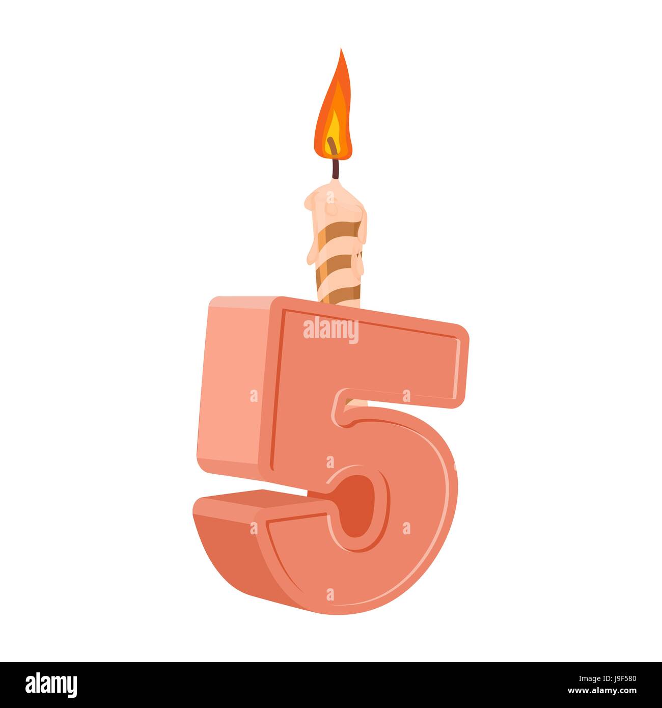 5 Jahre Geburtstag. Anzahl mit festliche Kerze für Urlaub Kuchen. fünf Jahre Stock Vektor