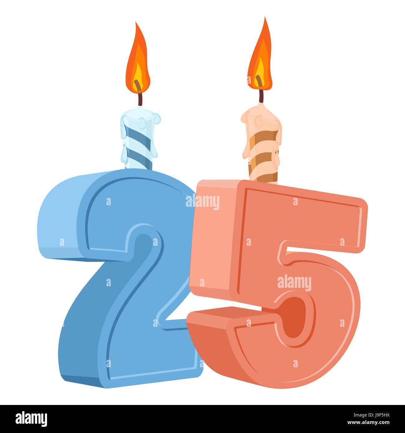 25 Jahre Geburtstag. Anzahl mit festliche Kerze für Urlaub Kuchen. 25 Jubiläum Stock Vektor