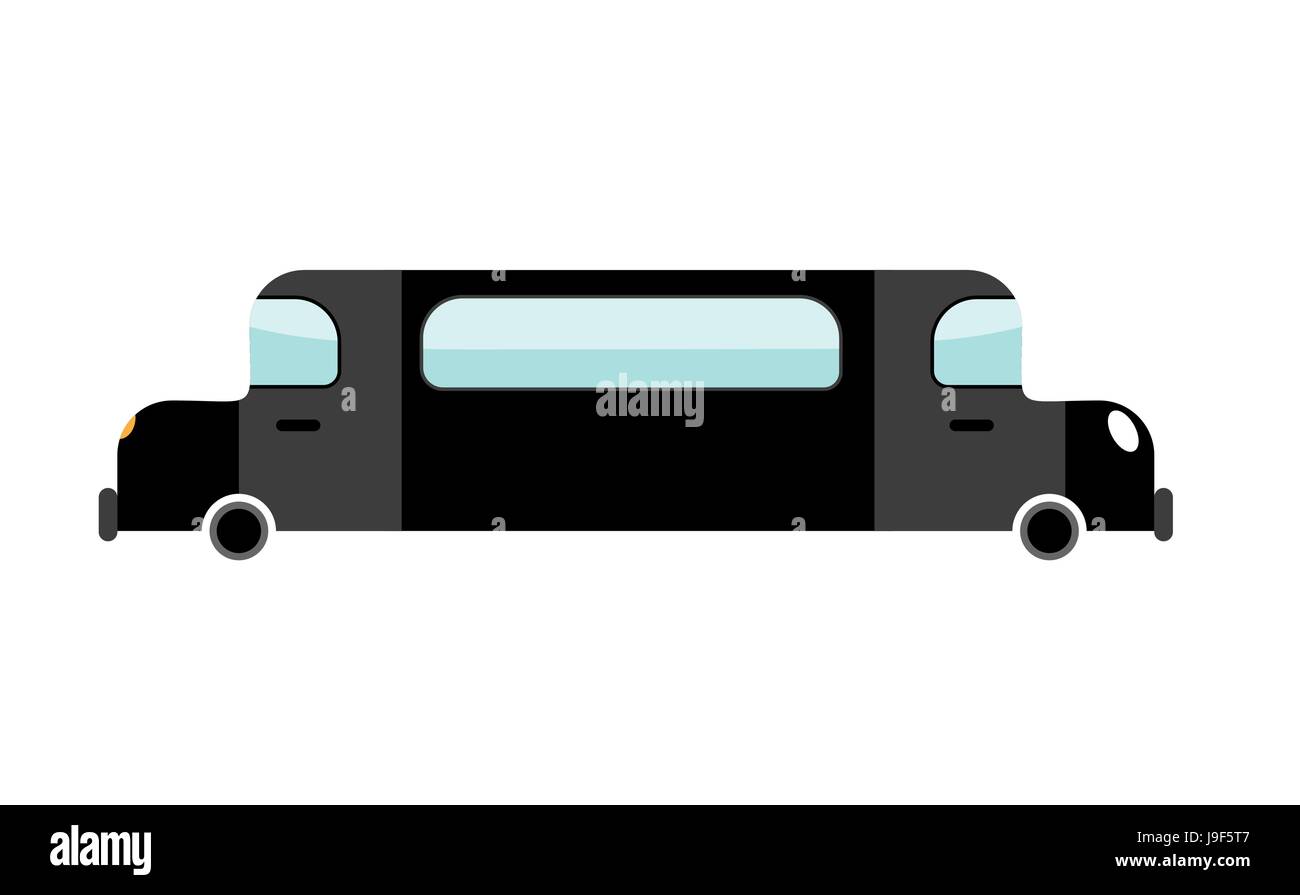 Limousine schwarz isoliert. Transport auf weißem Hintergrund. Luxus-Auto im Cartoon-Stil Stock Vektor