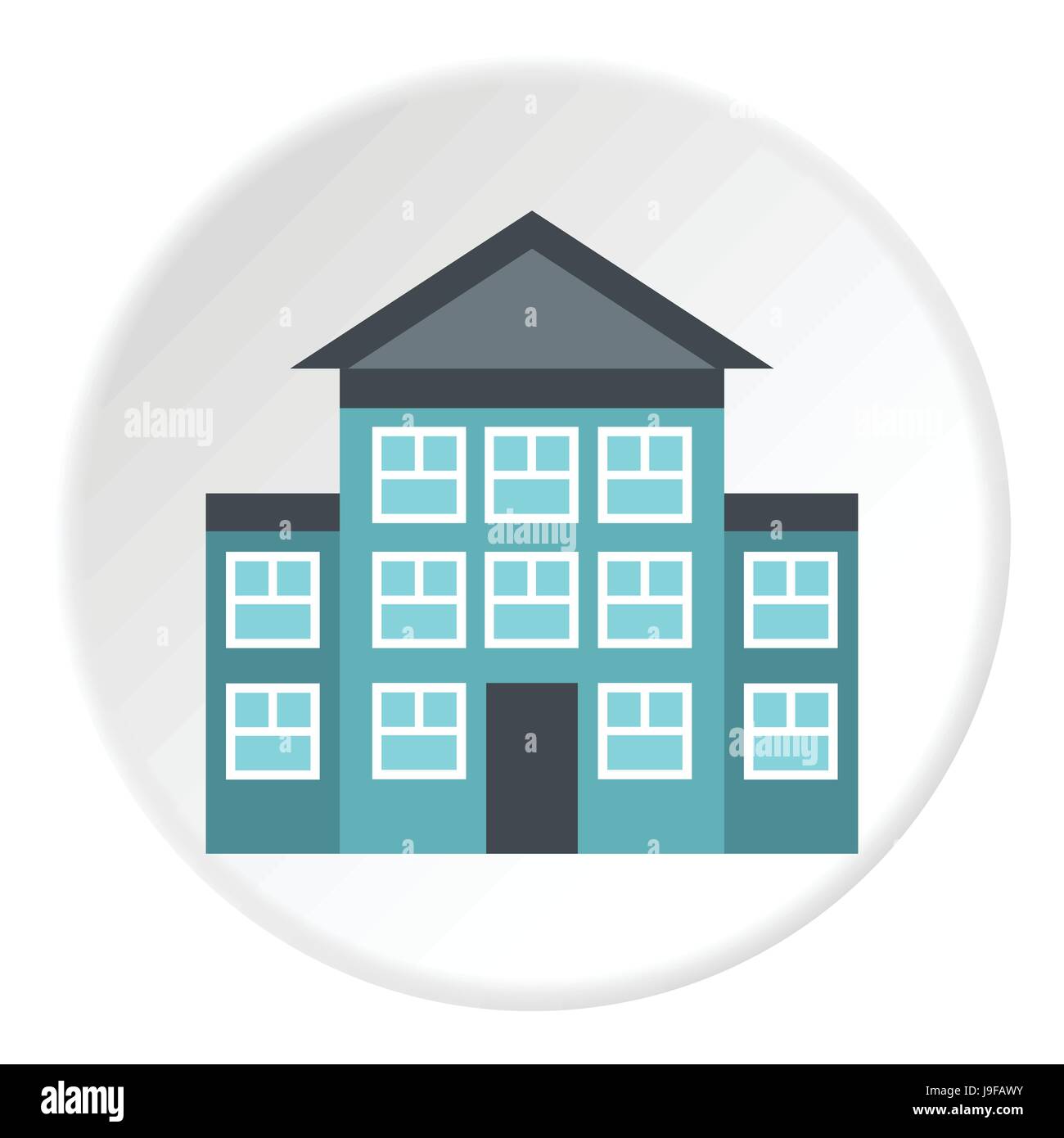 Dreistöckiges Haus-Symbol, flachen Stil Stock Vektor