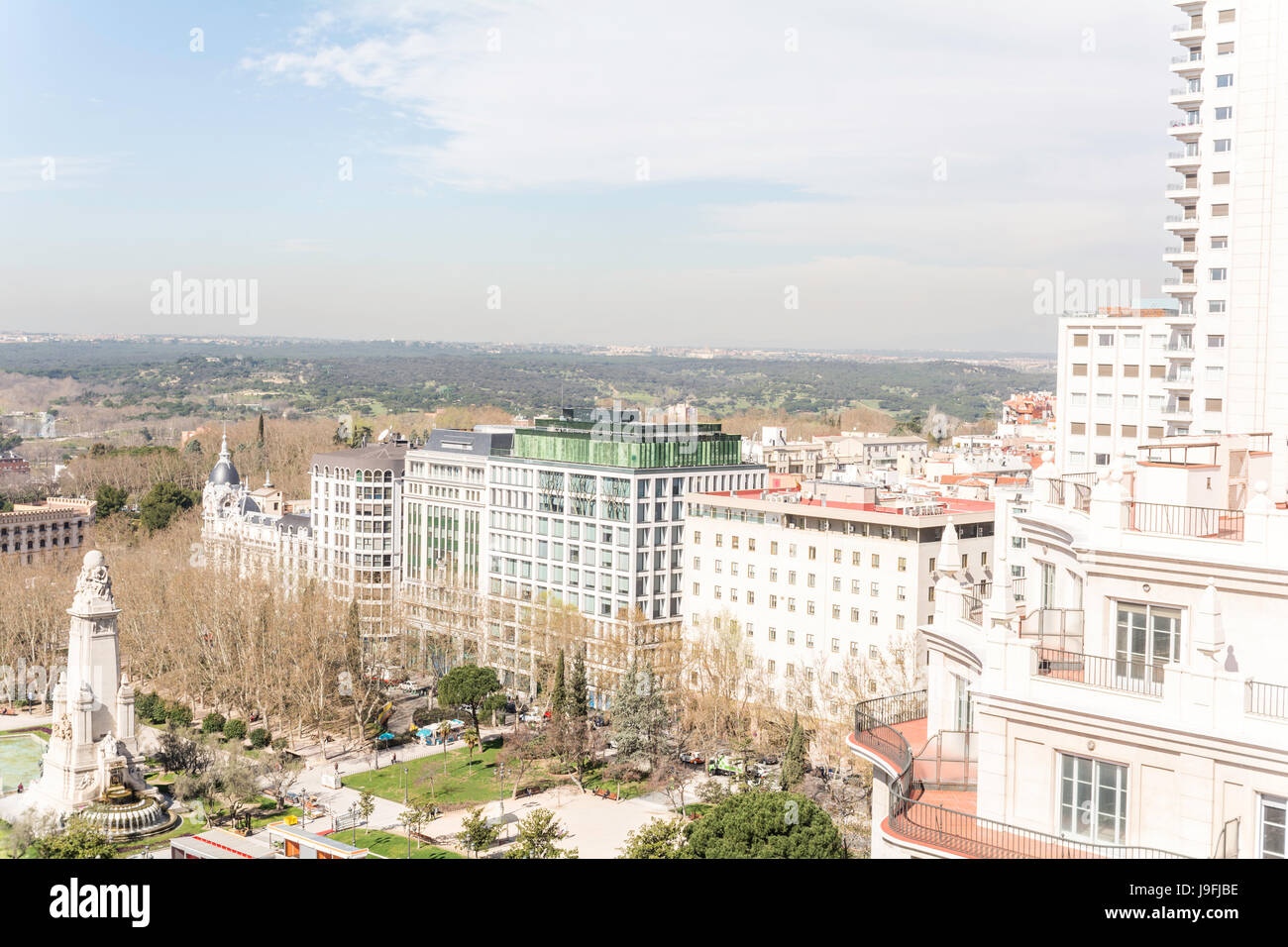 Wunder der Architektur von Madrid am besten in den frühen Morgenstunden Stockfoto