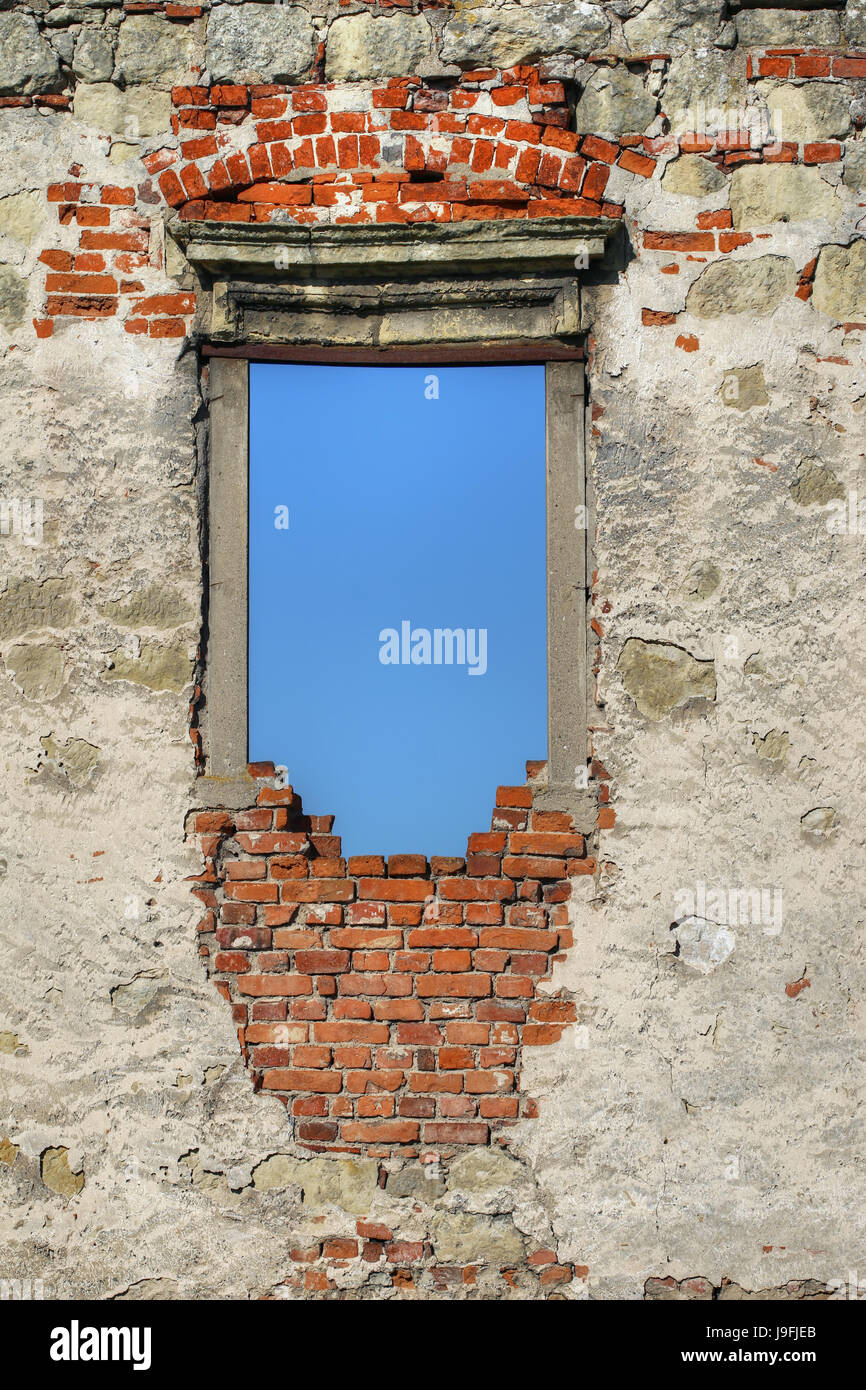 Fenster in der Ruine der gotischen Burg - detail Stockfoto