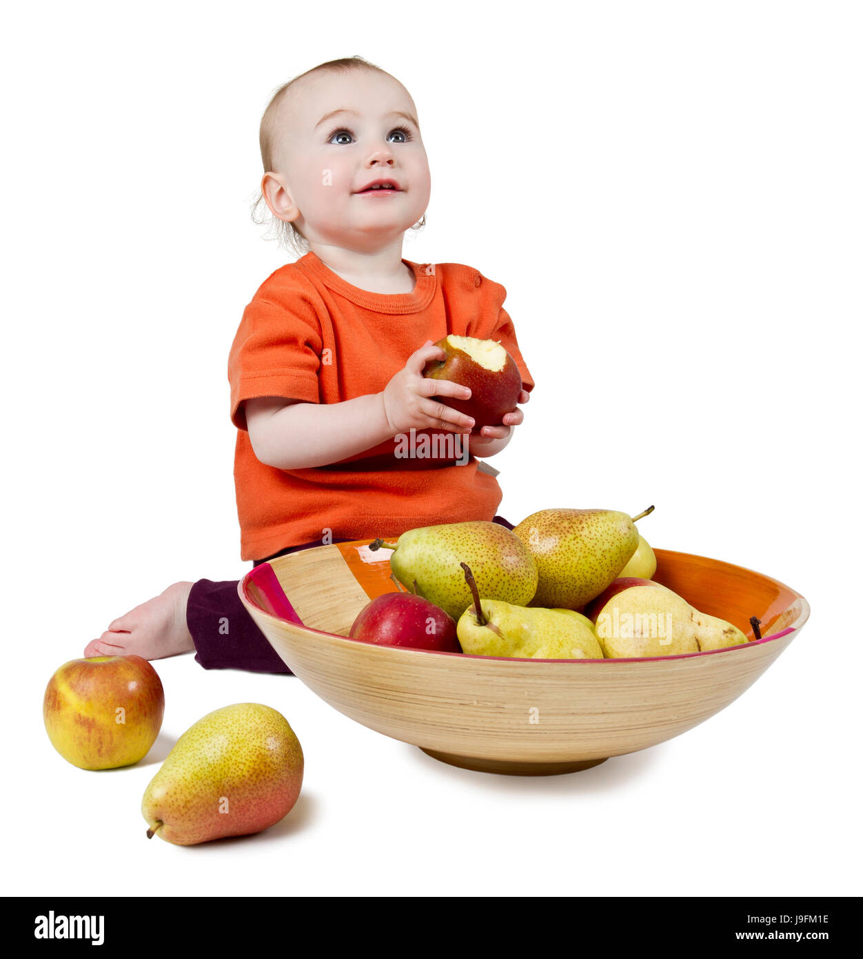 Baby, Obst, Äpfel, Apfel, Kind, Kleinkind, Lebensmittel, Nahrungsmittel, optional, Lebensstil, Stockfoto