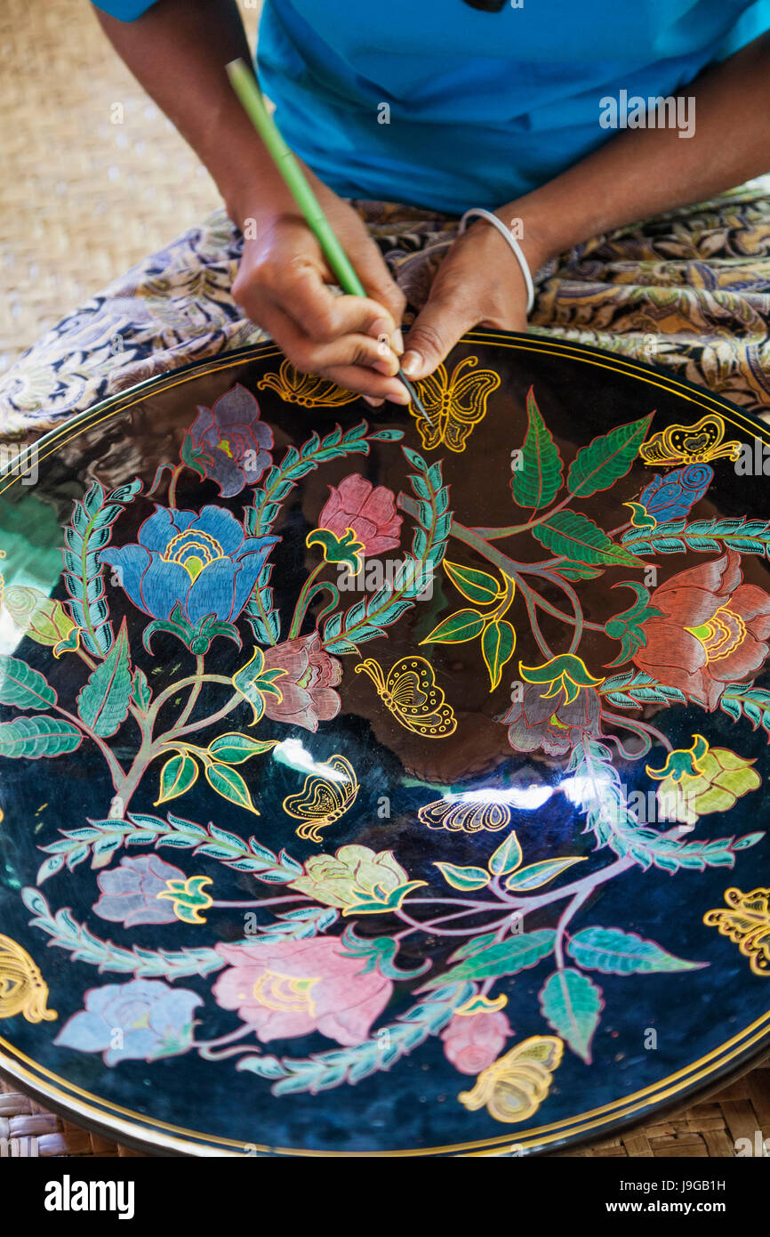 Myanmar, Bagan, Lacquerware Maker Stockfoto