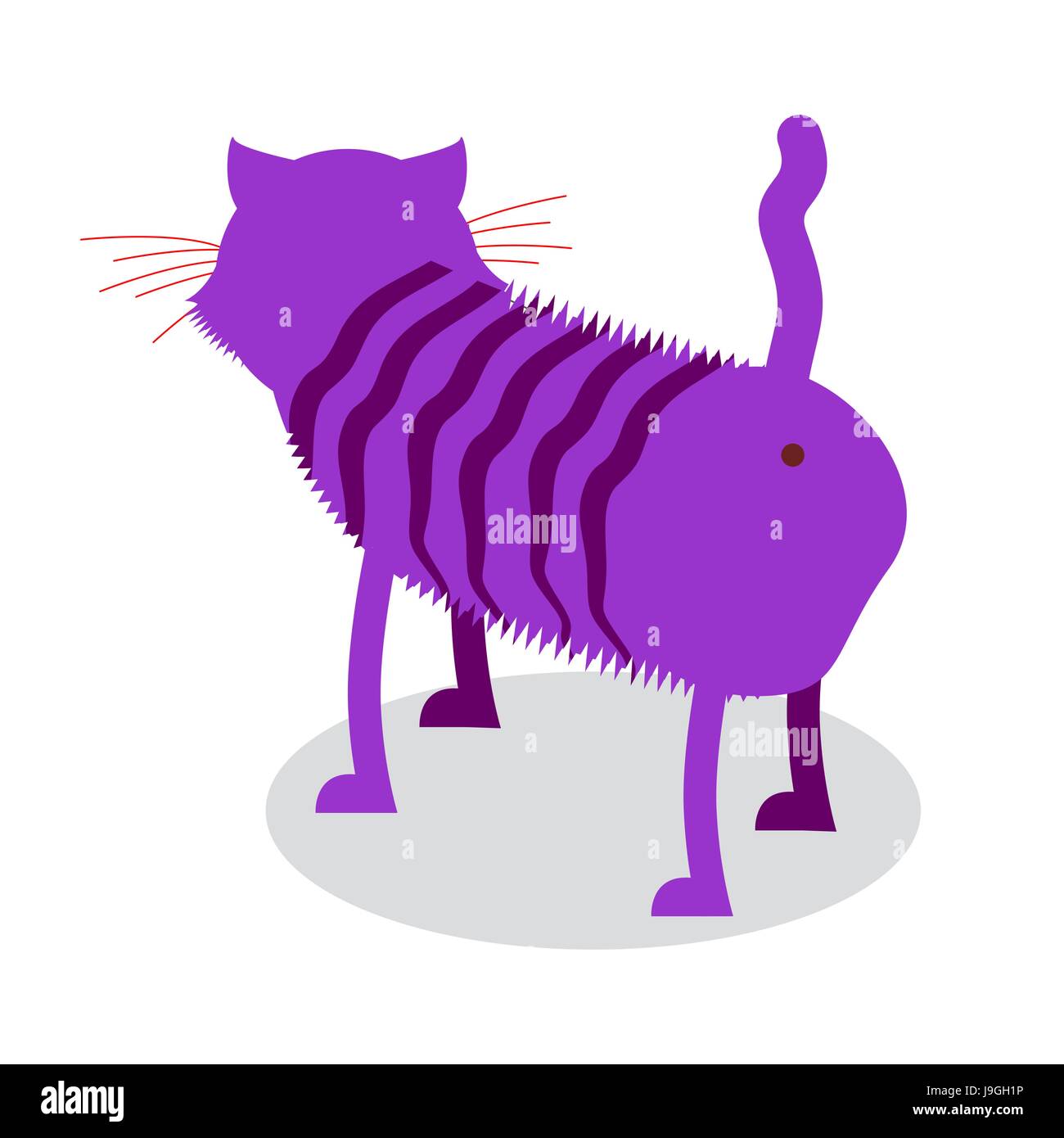 Cheshire Cat. Fantastische Haustier ist nach hinten. Magische Tier aus Märchen Alice im Wunderland Stock Vektor