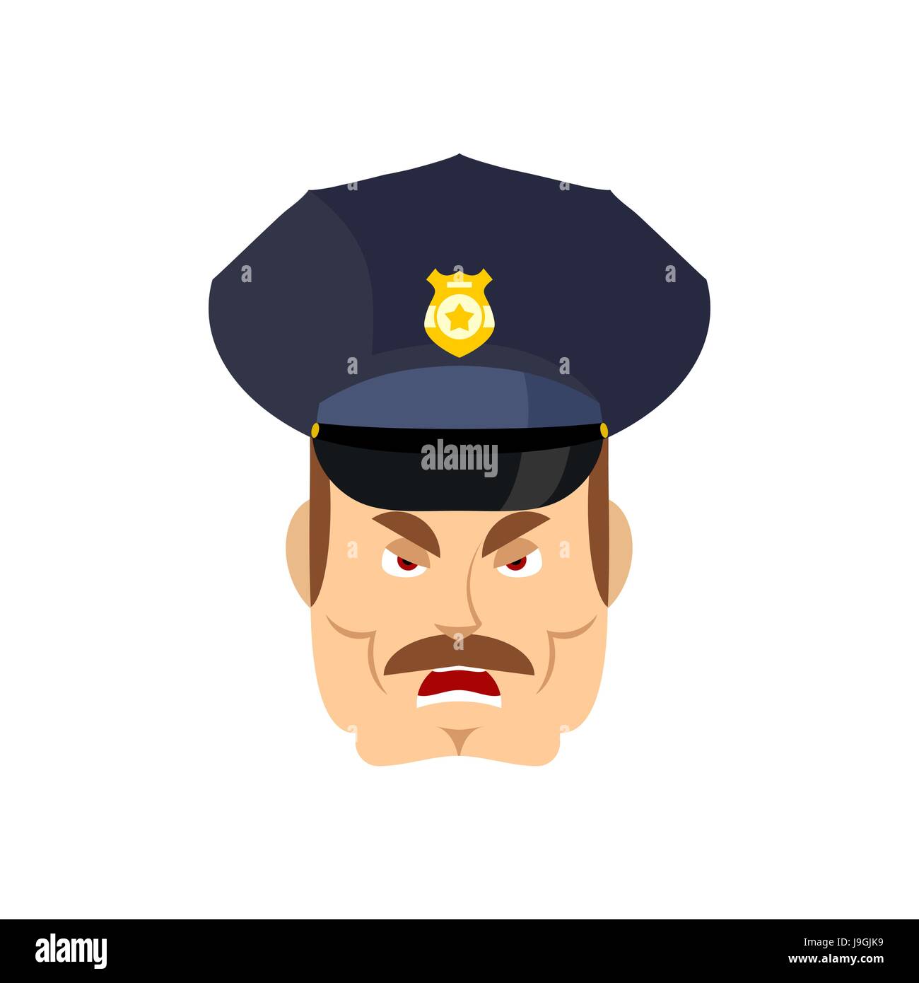 Böse Polizisten. zornvolle COP Aggressive Offizier Polizei Stock Vektor