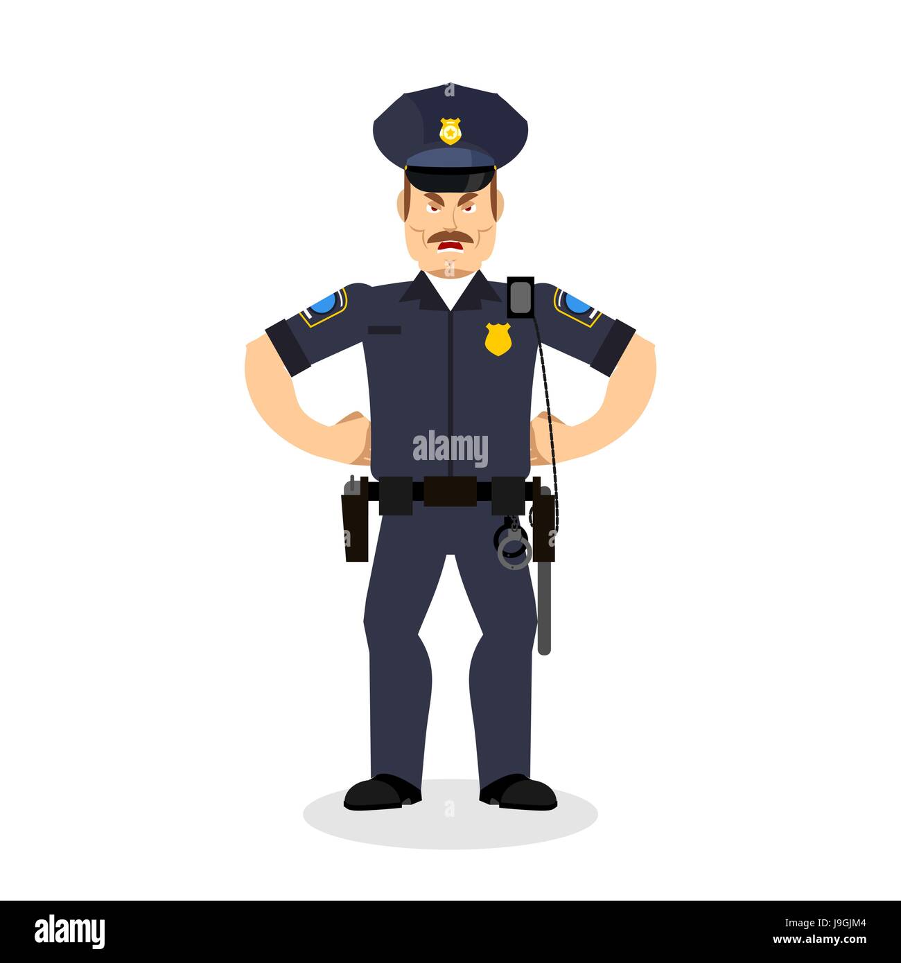 Böse Polizisten. zornvolle COP Aggressive Offizier Polizei Stock Vektor