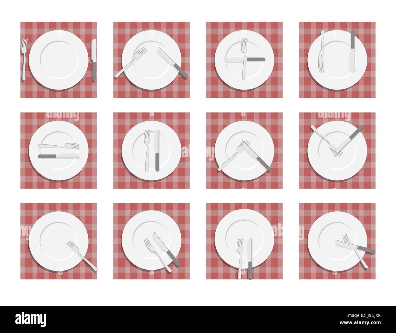 Anzeichen Fur Kellner Im Restaurant Sitten Beim Essen Besteck Auf Serviette Besteck Etikette Stock Vektorgrafik Alamy