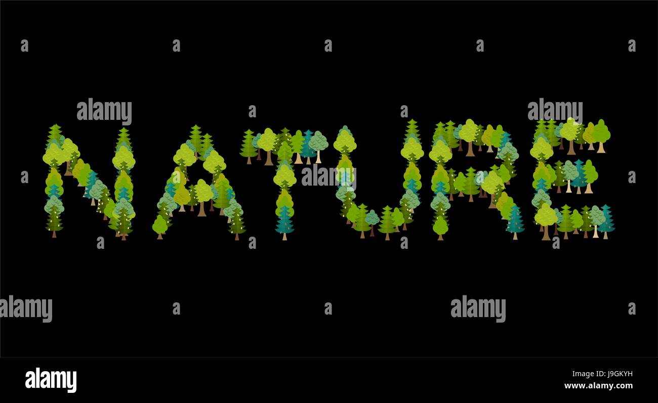 Natur-Schriftzug. Briefe von den Bäumen. Wald-Typografie Stock Vektor