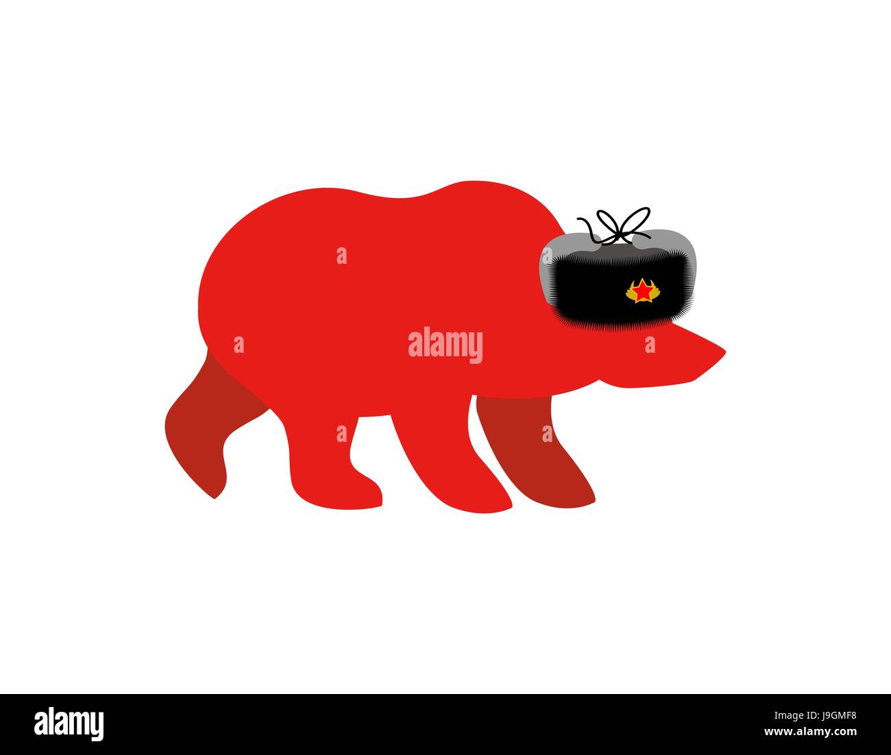 Russische Rote Bär in Pelzmütze. Kommunistische rote Symbol in der UdSSR. Nationalen Russland Wildtier Stock Vektor