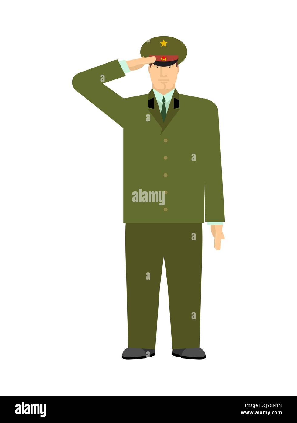 Russischer Offizier isoliert. Soldat aus Russland. Illustration für Verteidiger des Vaterlandes Tag. Militärische Urlaub Stock Vektor