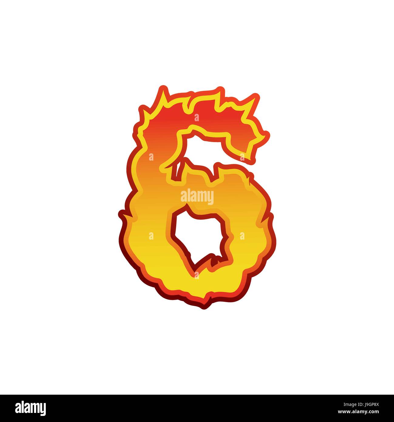 Nummer 6 Feuer. Schrift sechs Flammen. Tattoo Alphabet Zeichen. feurige Zeichen ABC Stock Vektor Nummer 6 Feuer. Schrift sechs Flammen. Tattoo Alphabet Zeichen. feurige Zeichen ABC Stock Vektor
