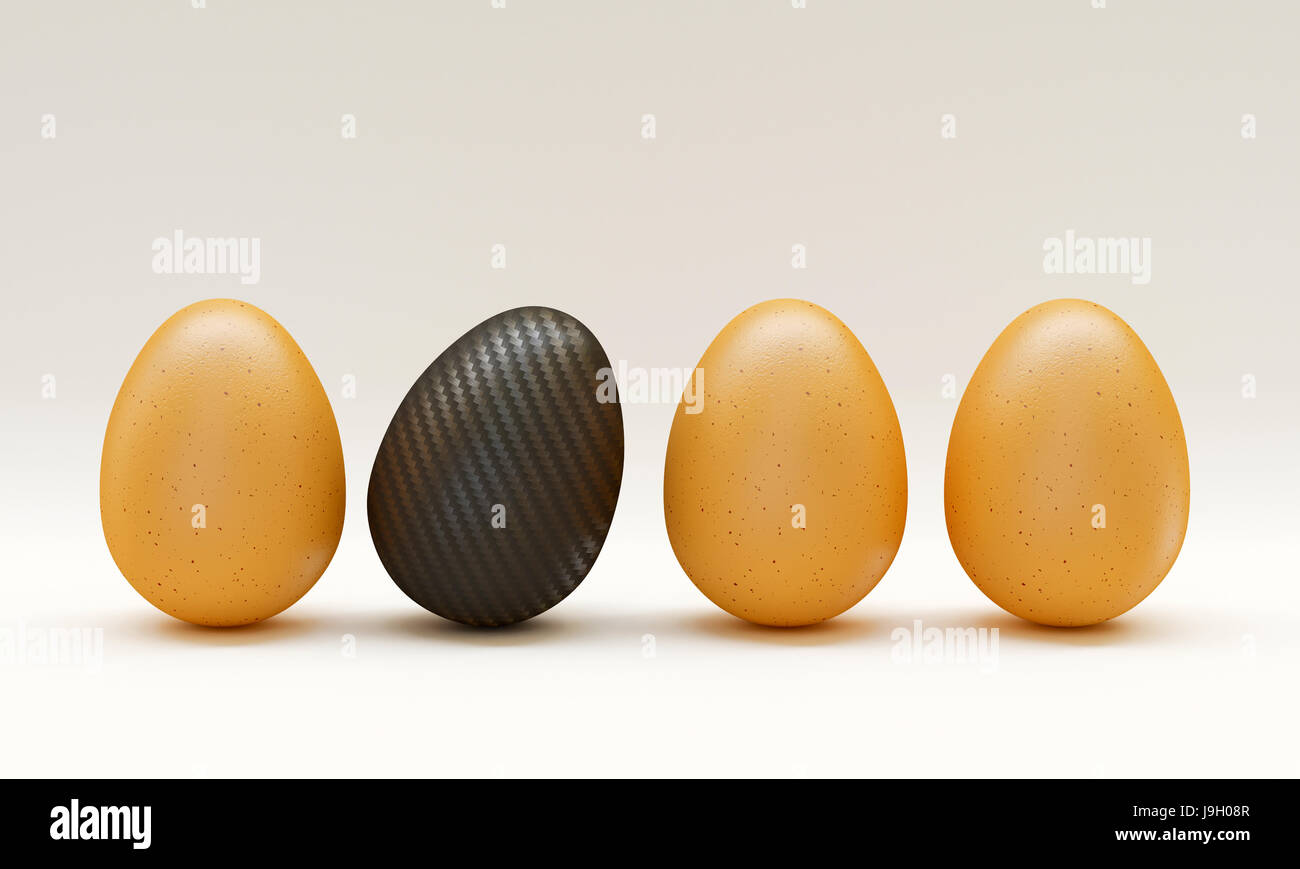 klassische Eiern und Kohlefaser-ein 3d Rendering Bild Stockfoto