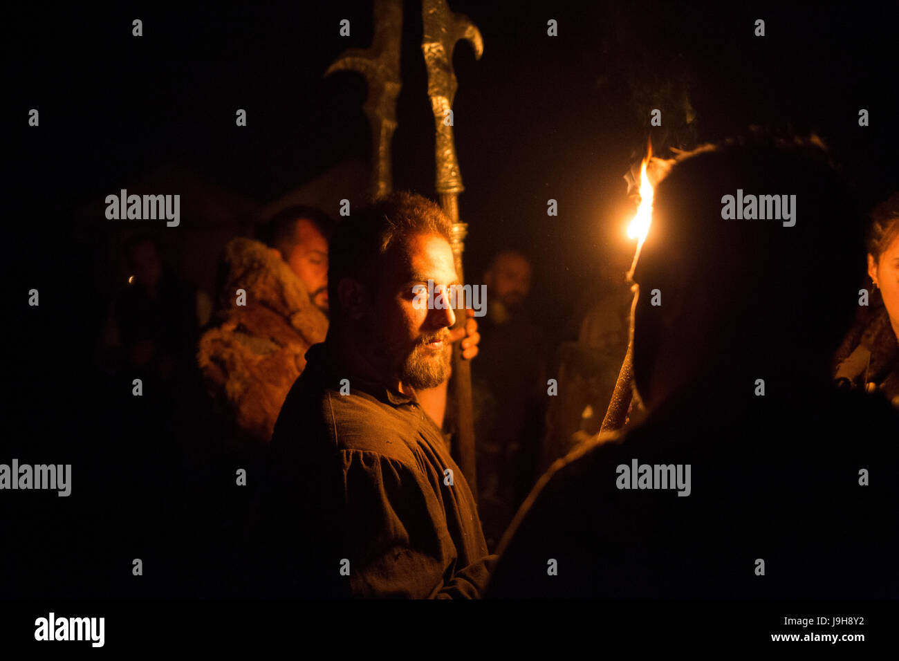 Kampf um Vilegis - größte italienische Live Schauspielrolle in Vetralla (Viterbo), mit 1300 Teilnehmern spielen Stockfoto