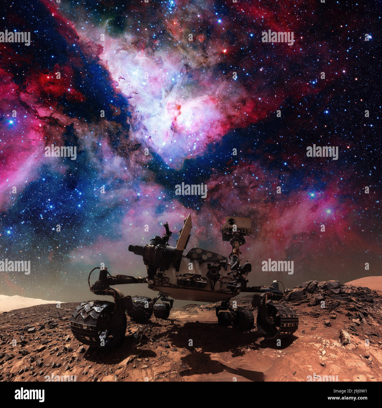 Neugier Rover die Oberfläche des Mars zu erforschen. Stockfoto