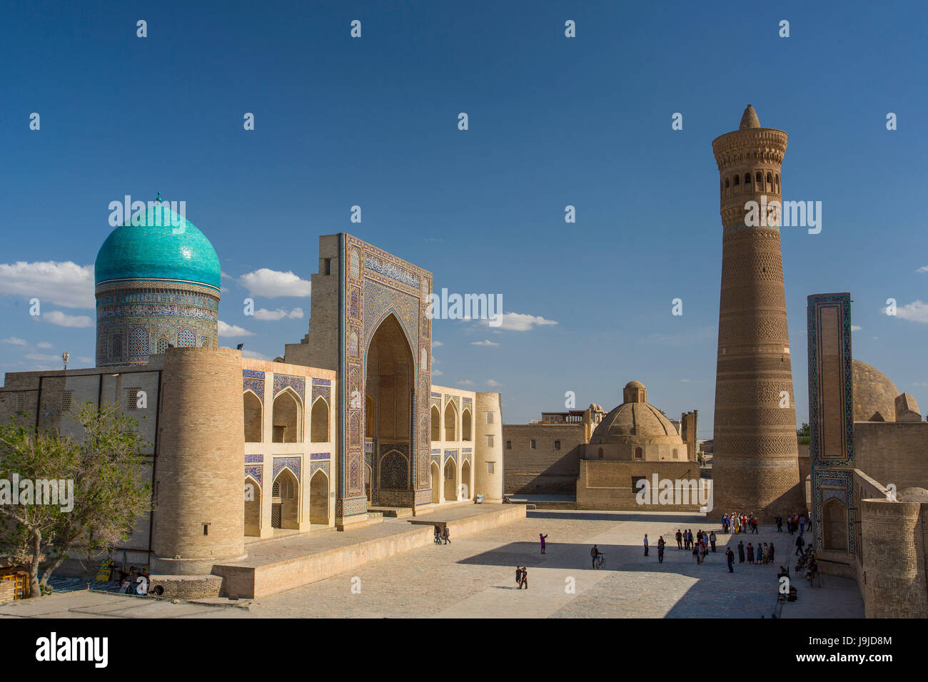 Usbekistan, Buchara Stadt Miri arabischen Medressah, UNESCO-Welterbe, Kalon Minarett Stockfoto