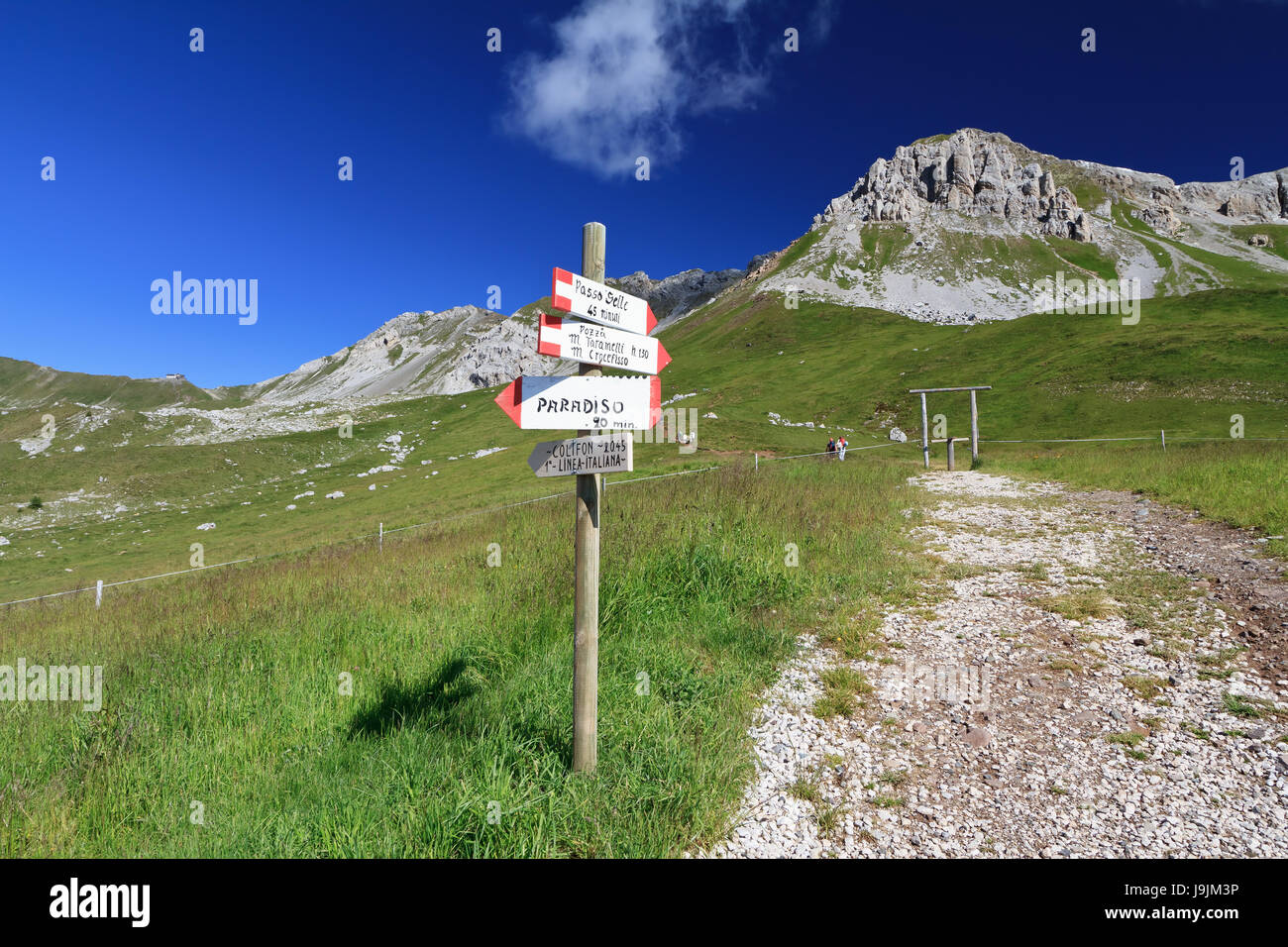 Dolomiten, Richtung, Zeichen, Landschaft, Landschaft, Landschaft, Natur, Weg, Weg, Stockfoto