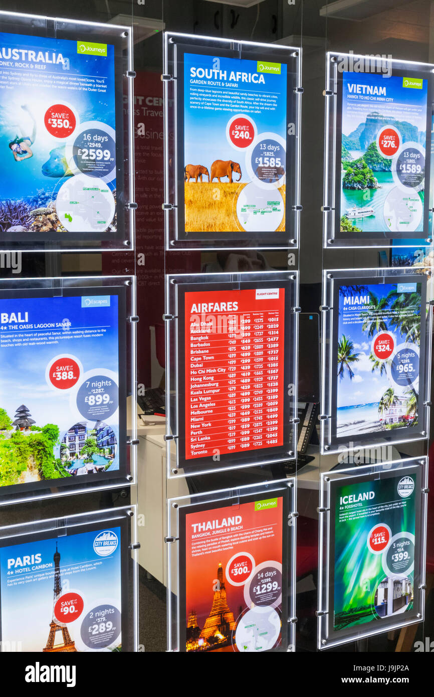 England, London, Reisebüro-Schaufenster Stockfoto