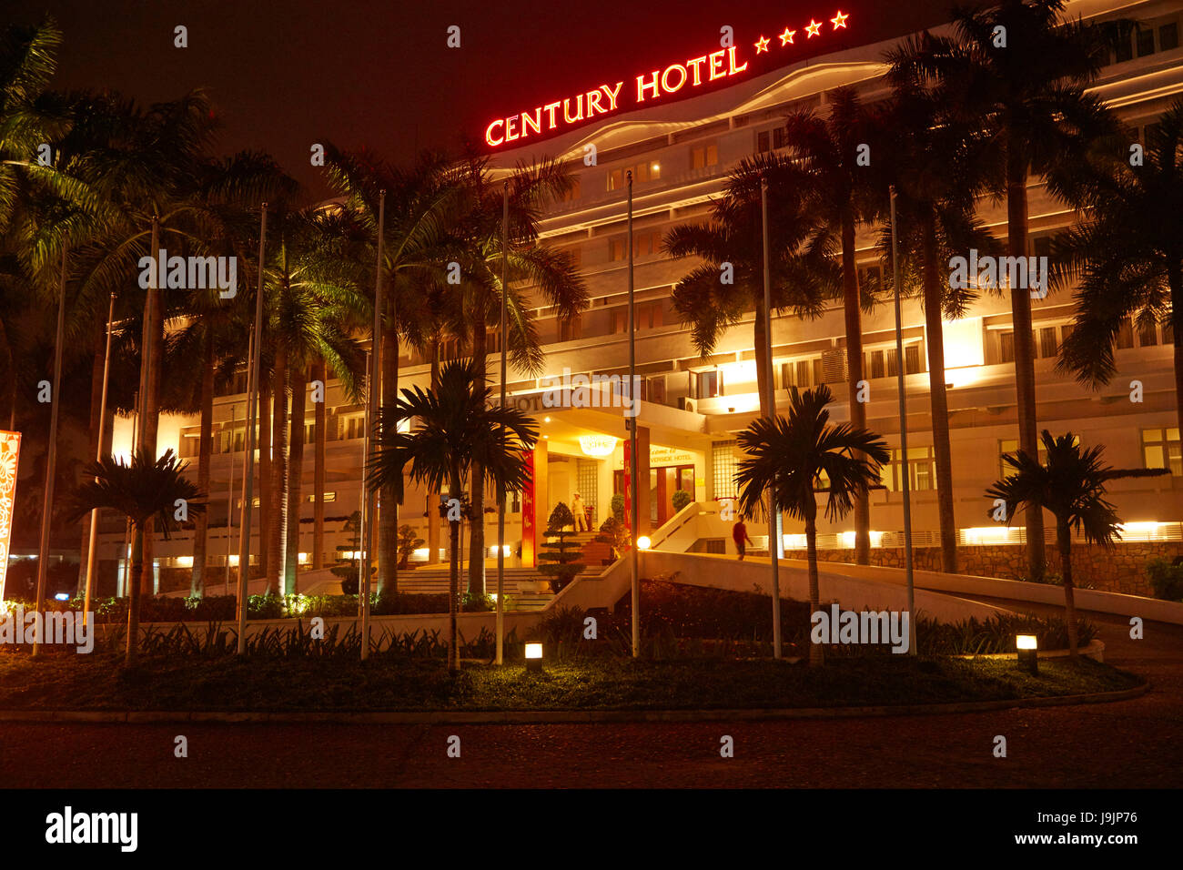 Century Riverside Hotel bei Nacht, Hue, Thua Thien Hue Provinz, North Central Coast, Vietnam Stockfoto