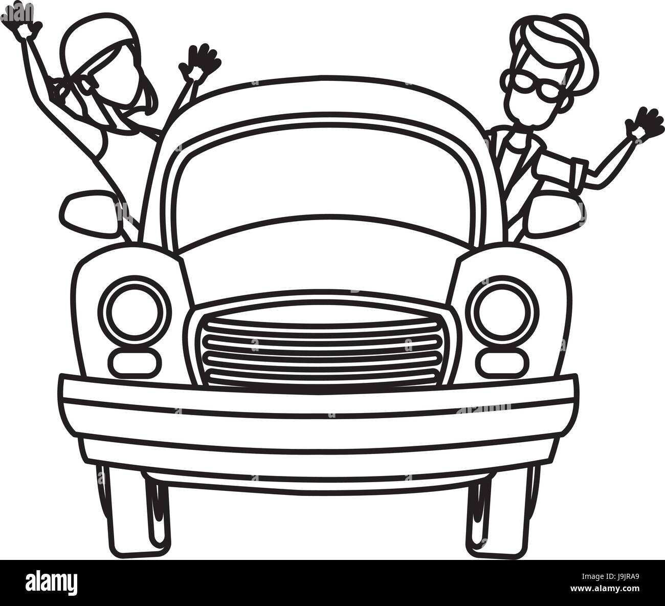 Cartoon Charakter Reisende Touristen paar bereit, ihre Straße Reise-Vektor-illustration Stock Vektor