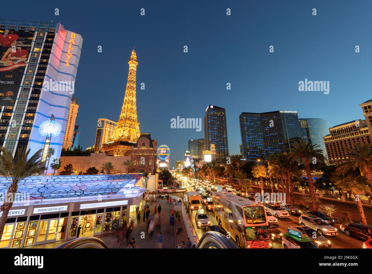 Las Vegas Strip Skyline bei Nacht in Las Vegas, USA. Stockfoto