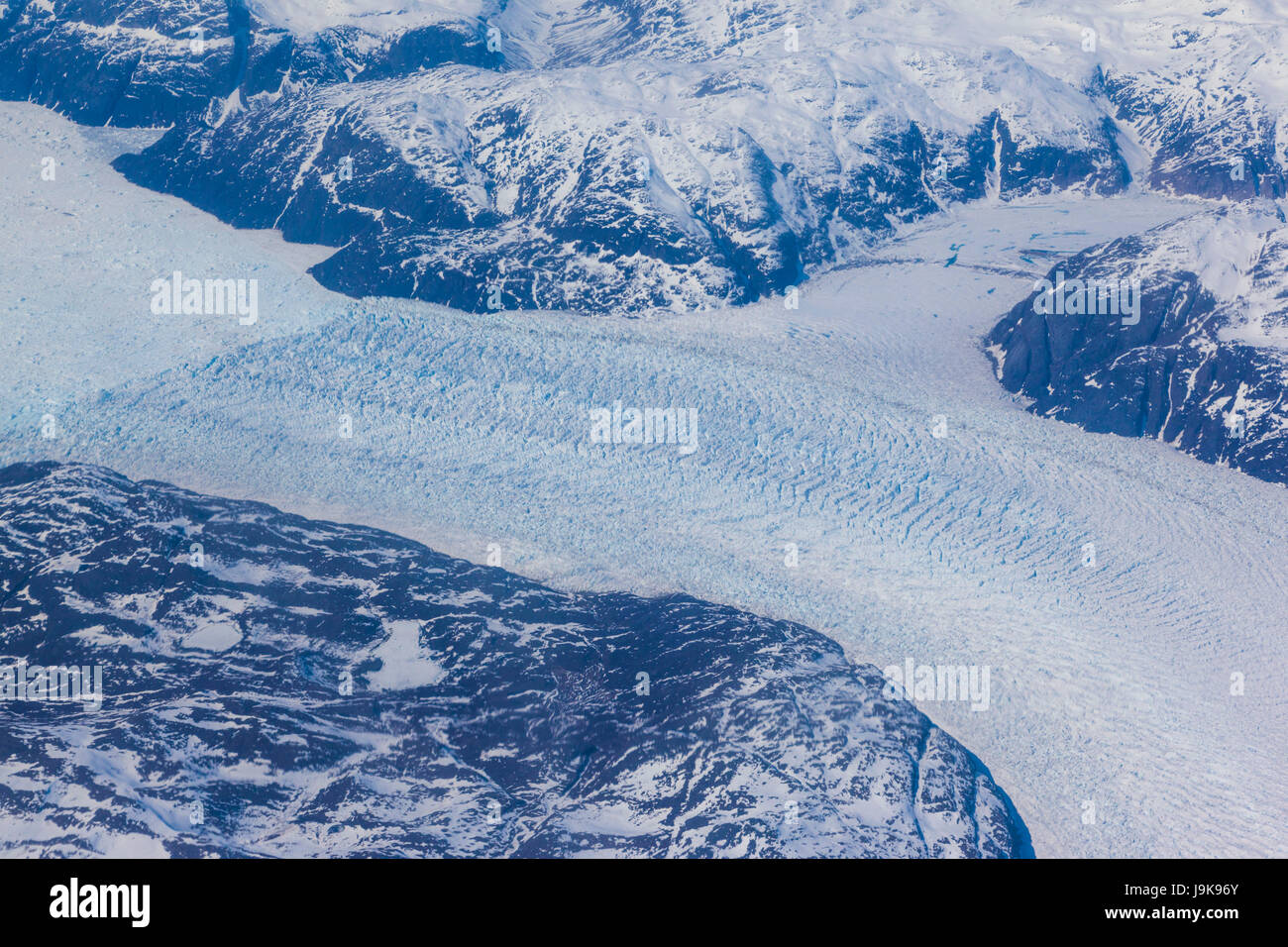 Grönland, Südwestgrönland, Luftaufnahme von Gletschereis Stockfoto