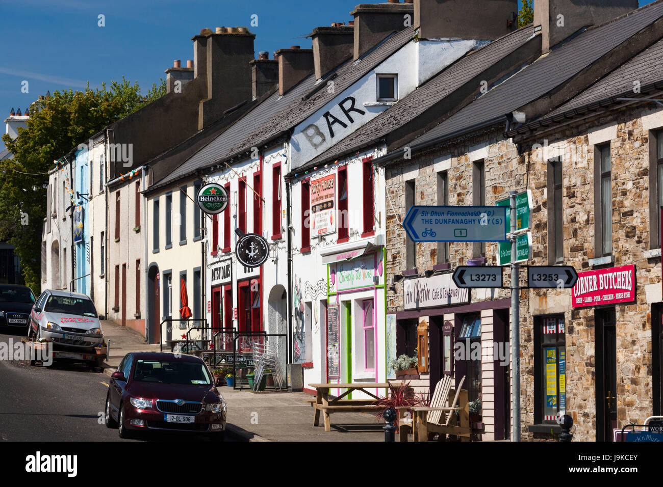 Irland, County Donegal, Dunfanaghy, Blick auf die Stadt Stockfotografie Alamy