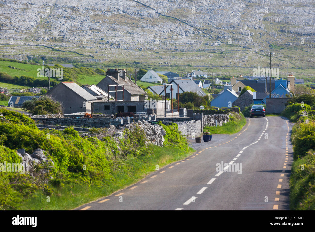 Fanore, Dorf-Blick von der Straße R 477, The Burren, County Clare, Irland Stockfoto